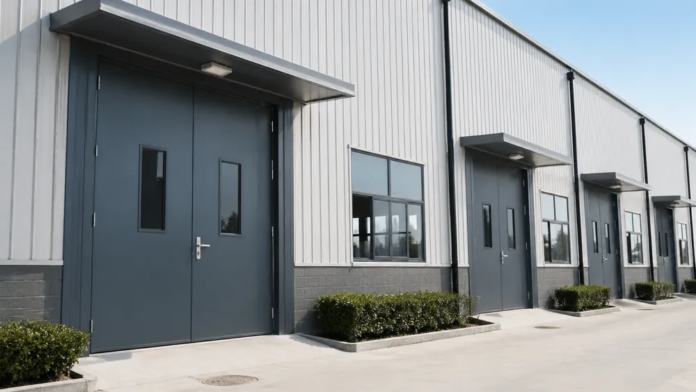 Industrial steel doors for multi-site factory and industrial park construction projects