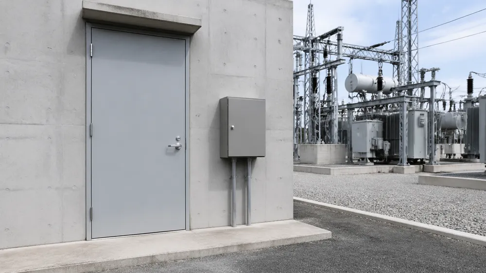 Industrial steel doors for power substation and water treatment facility infrastructure