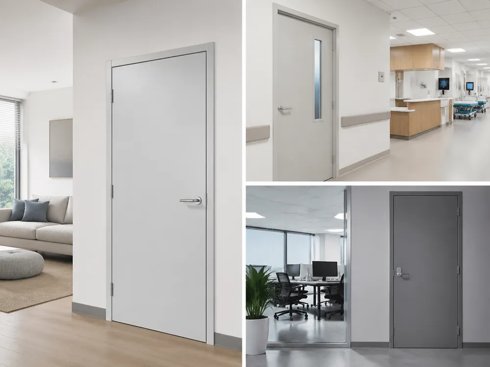 Interior steel doors installed across residential, institutional, and commercial applications