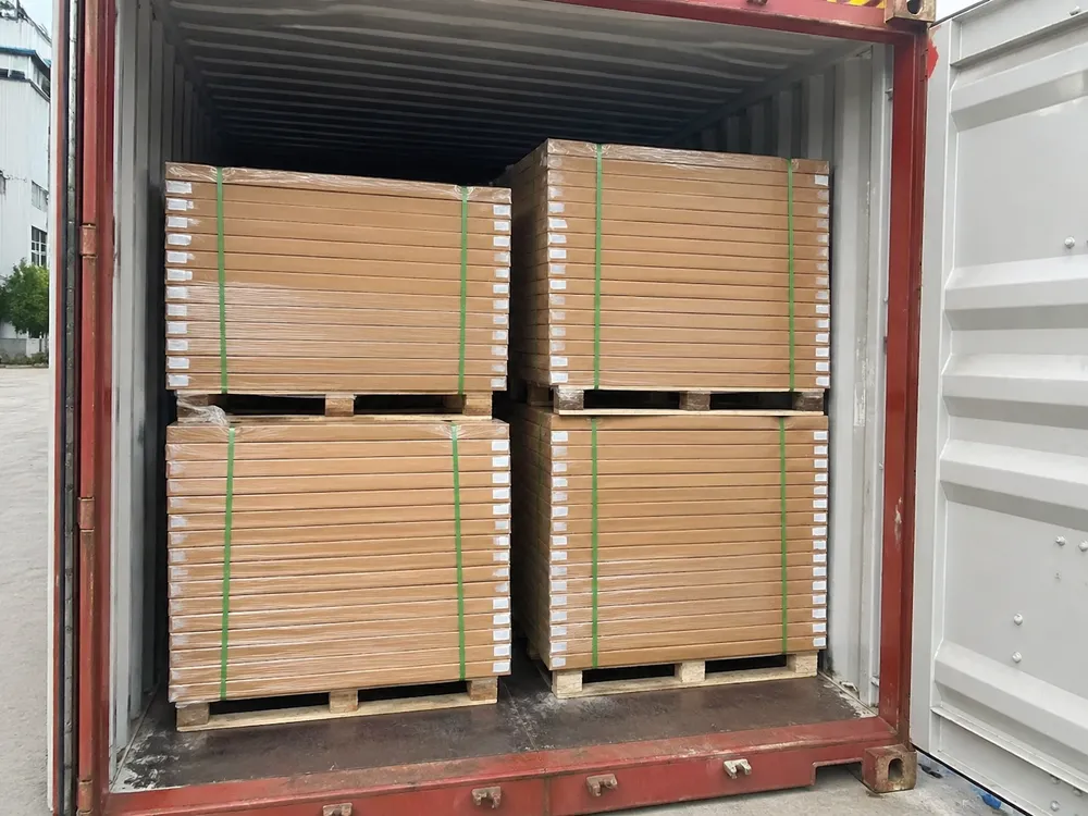 Office steel doors in KD flat-pack cartons loaded in 40HQ container